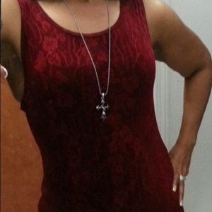 Beautiful crimson spandex dress.